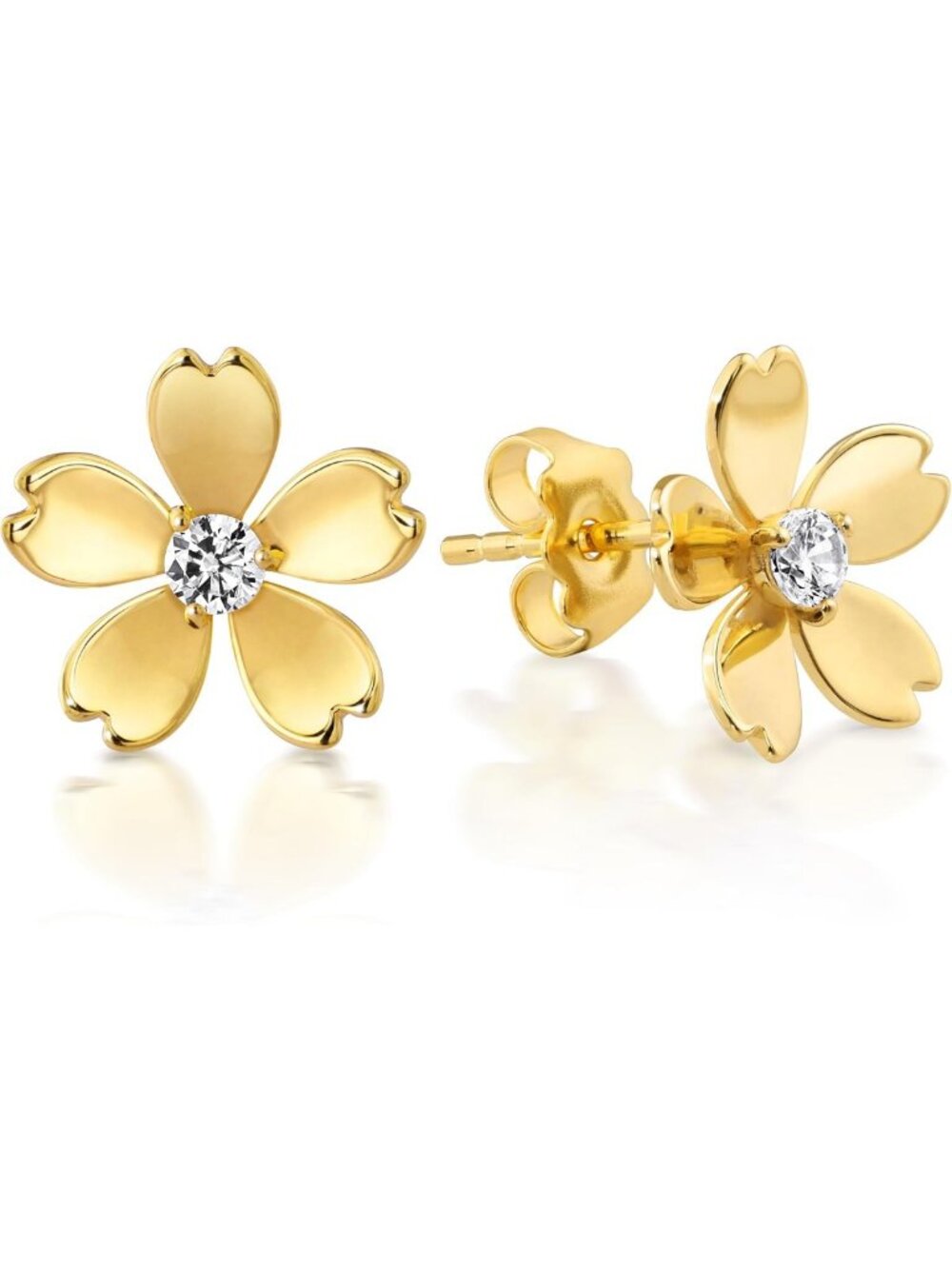 Elegant 22K Gold-Plated Stud Earrings - 0.41 Carat Cubic Zirconia for Sensitive